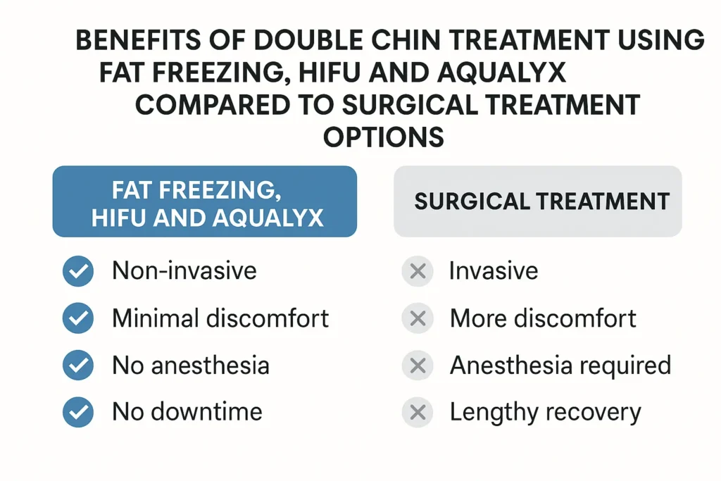 Graphic about the benefits of double chin treatment Nottinghamshire - from LA LIPO