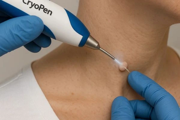 Person receiving Cryotherapy skin tag removal Nottinghamshire