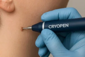 Person receiving skin tag removal Nottinghamshire